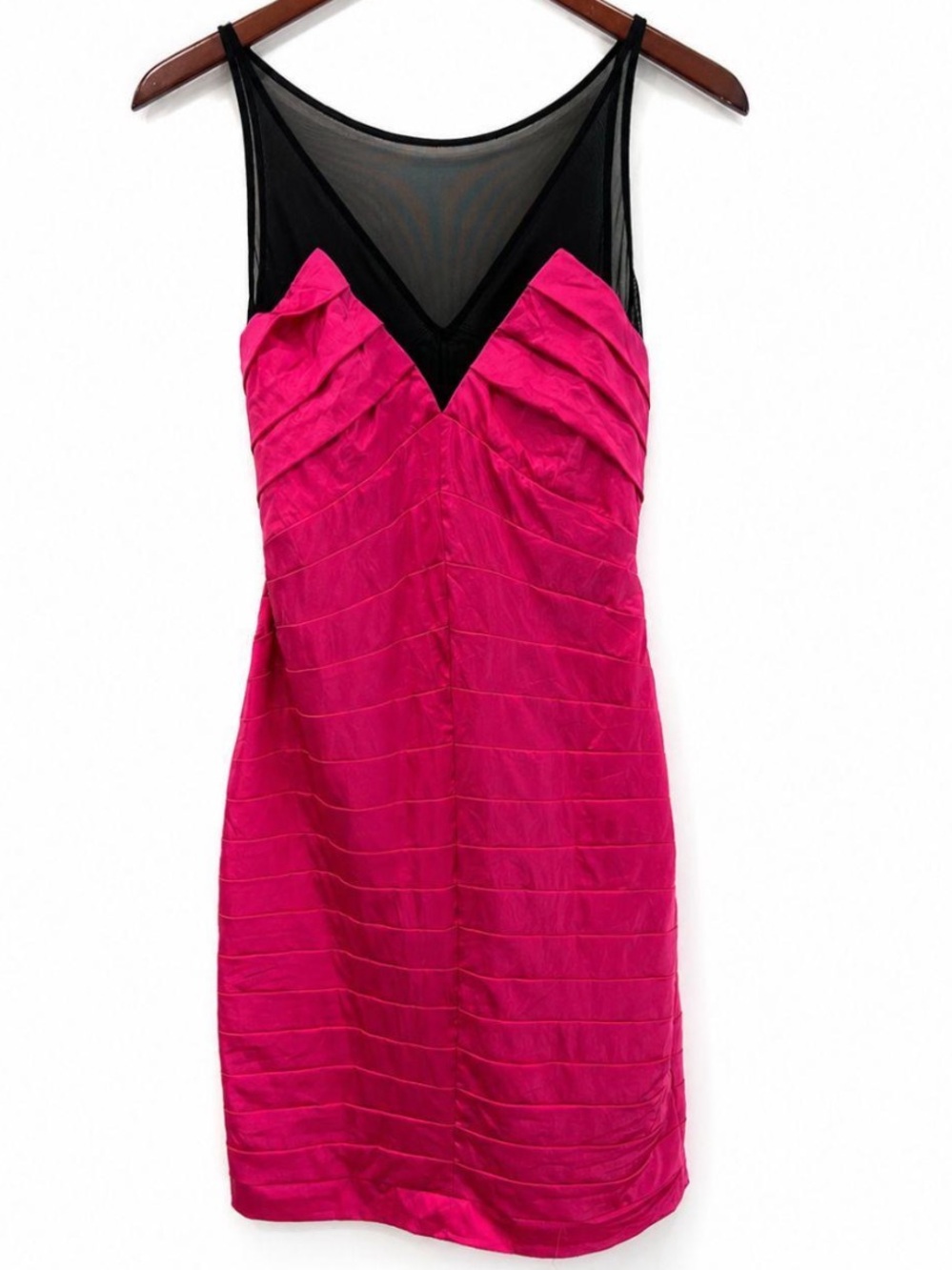 Vintage Y2K Silk Mini Dress Bebe Magenta Cocktail Bodycon Satin Size XS